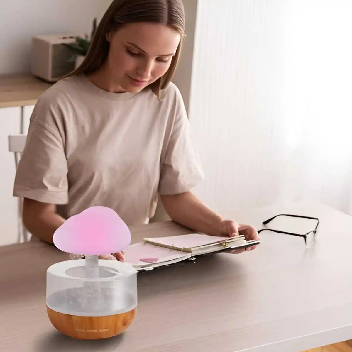 Rain Cloud Humidifier - Colorful Mushroom LED Night Light with Essential Oil Diffuser