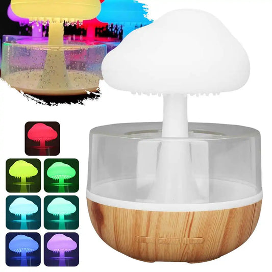 Rain Cloud Humidifier - Colorful Mushroom LED Night Light with Essential Oil Diffuser