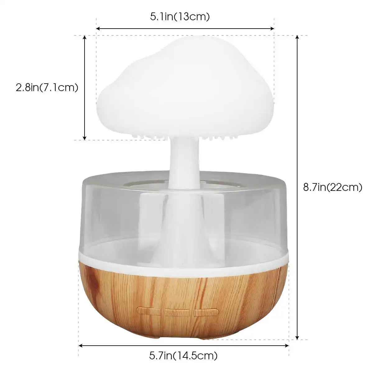 Rain Cloud Humidifier - Colorful Mushroom LED Night Light with Essential Oil Diffuser